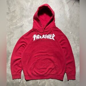 Bold Red Thrasher Hoodie - Men’s Large, Iconic Skate Style